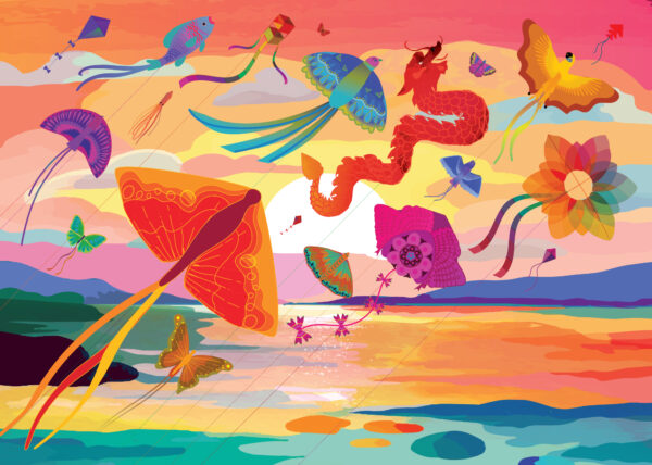 elena essex kites at dusk 1000 piece jigsaw puzzle